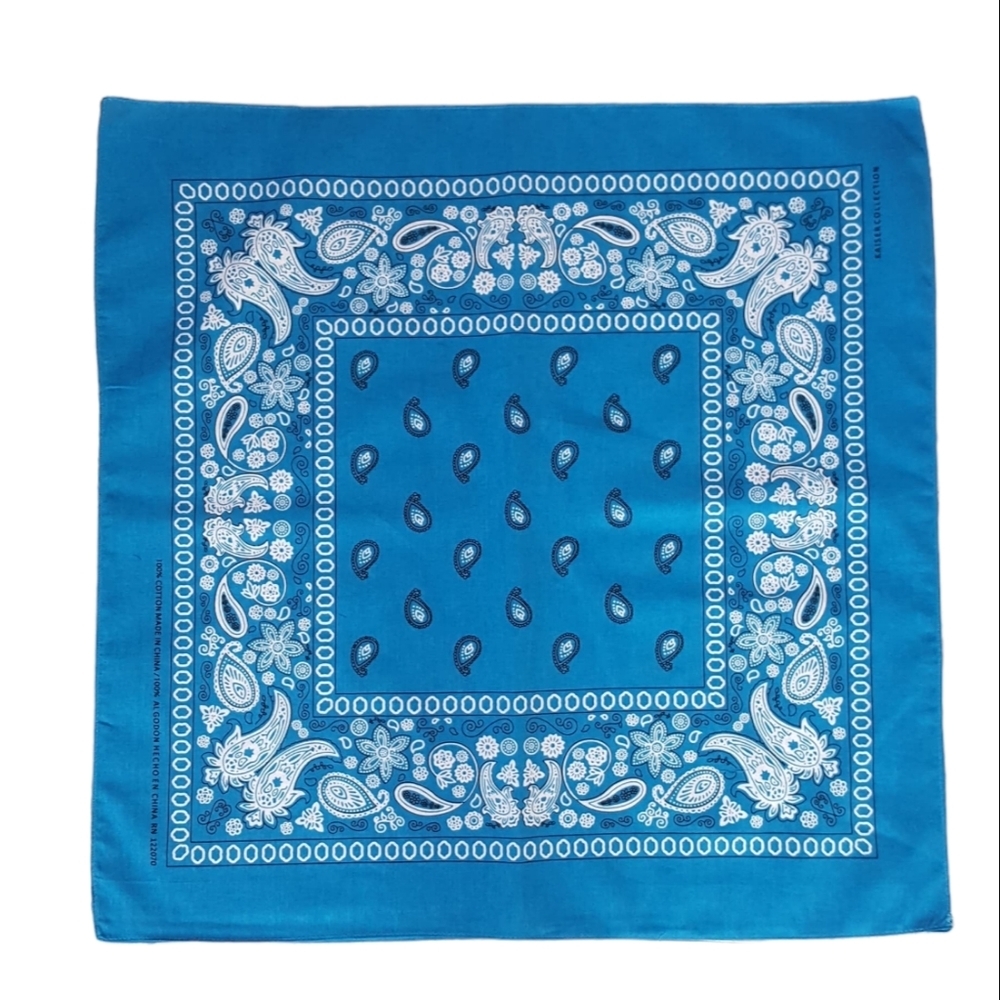 3 Piece Classic Bandana Scarf for Hair Neck and Head New Turquoise 100% Cotton - Picture 3 of 8